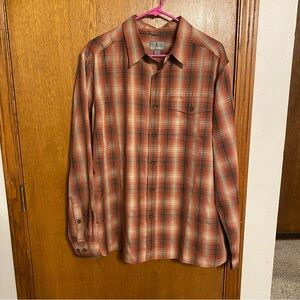 Men’s Large Royal Robbins Plaid Long Sleeve Button Down Shirt